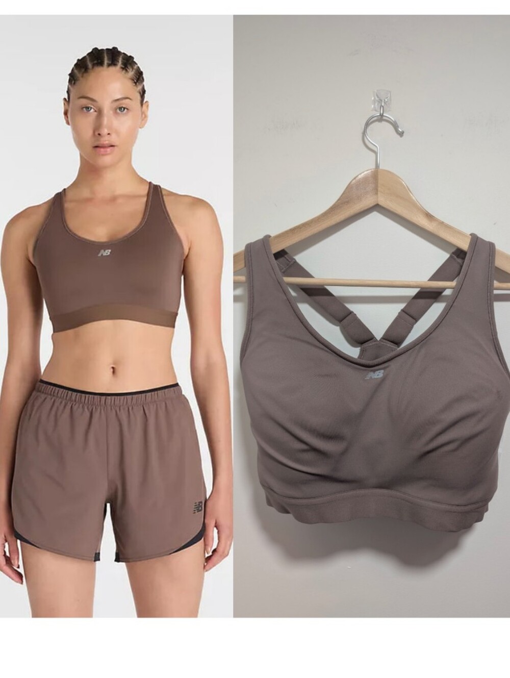 New Balance | NB Essential High Support Run Bra In Earth Shadow Brown